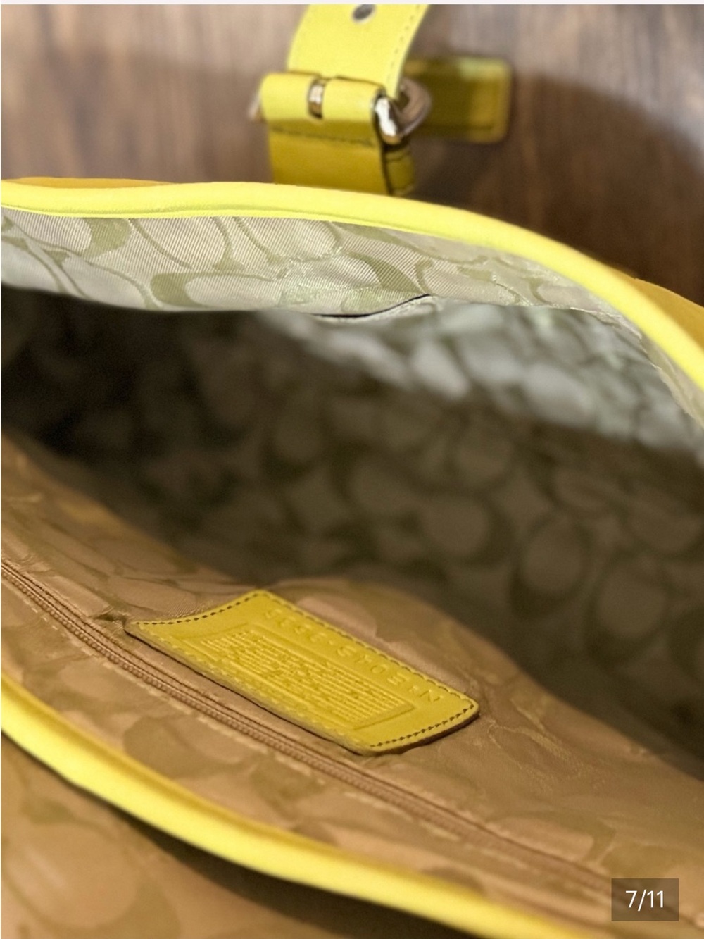 Coach Citrus Yellow Leather Shoulder Bag - Picture 7 of 12